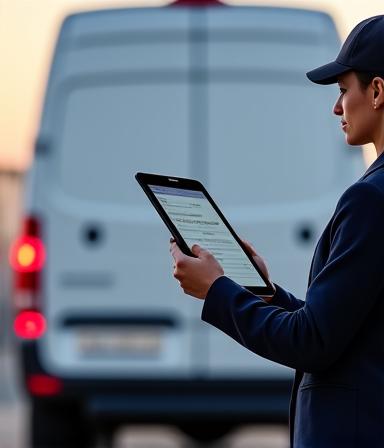 Logistics worker scanning a digital delivery receipt on a tablet