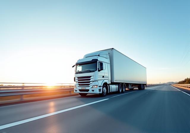 Modern logistics semi-truck on highway